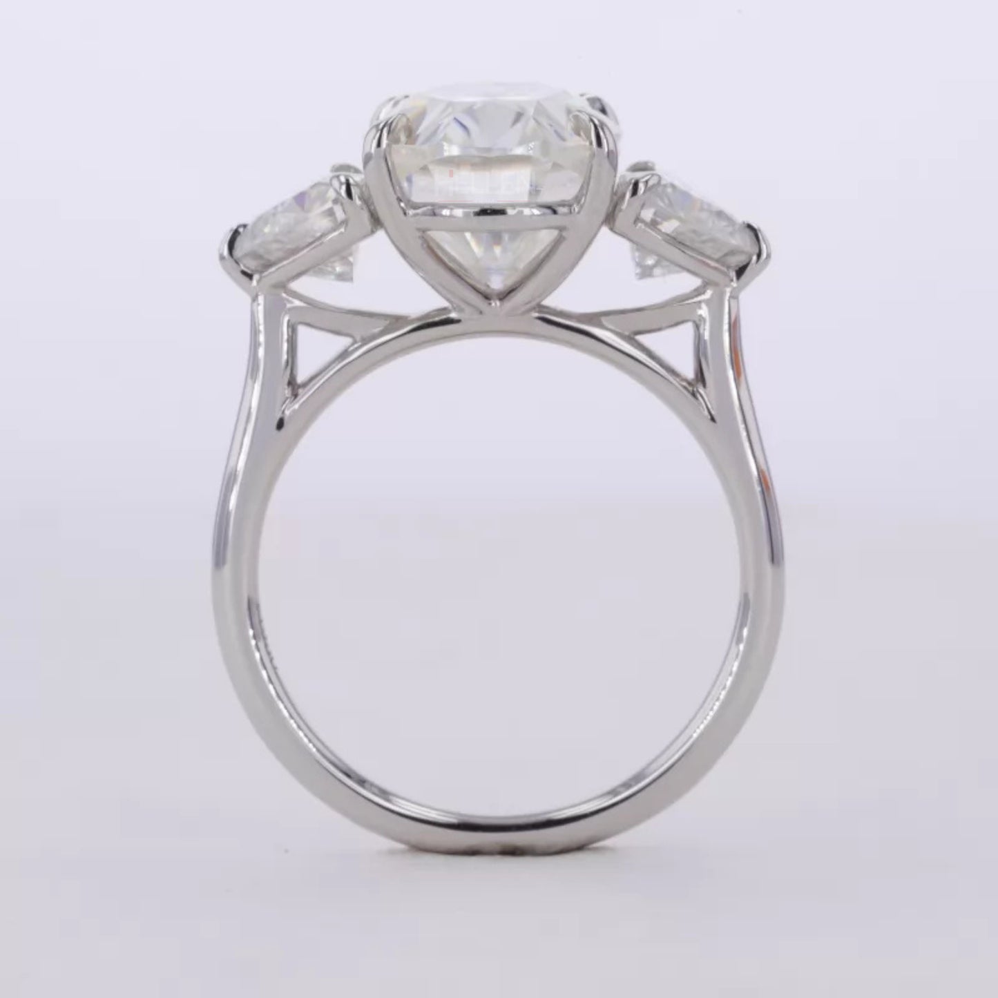 Three Stone Oval Cut Moissanite Bridal Ring Set
