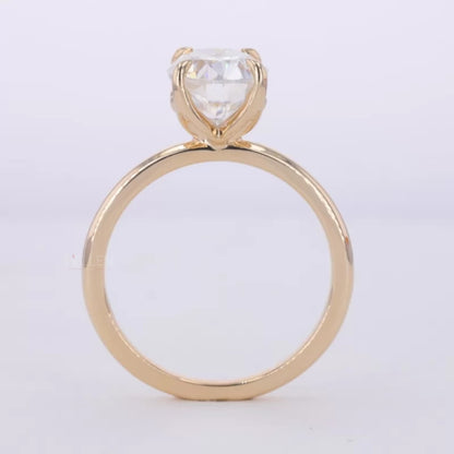 Oval Solitaire Ring with Stackable Half-Round Eternity Band