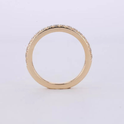 Round Solitaire Ring with Stackable Half-Round Eternity Band