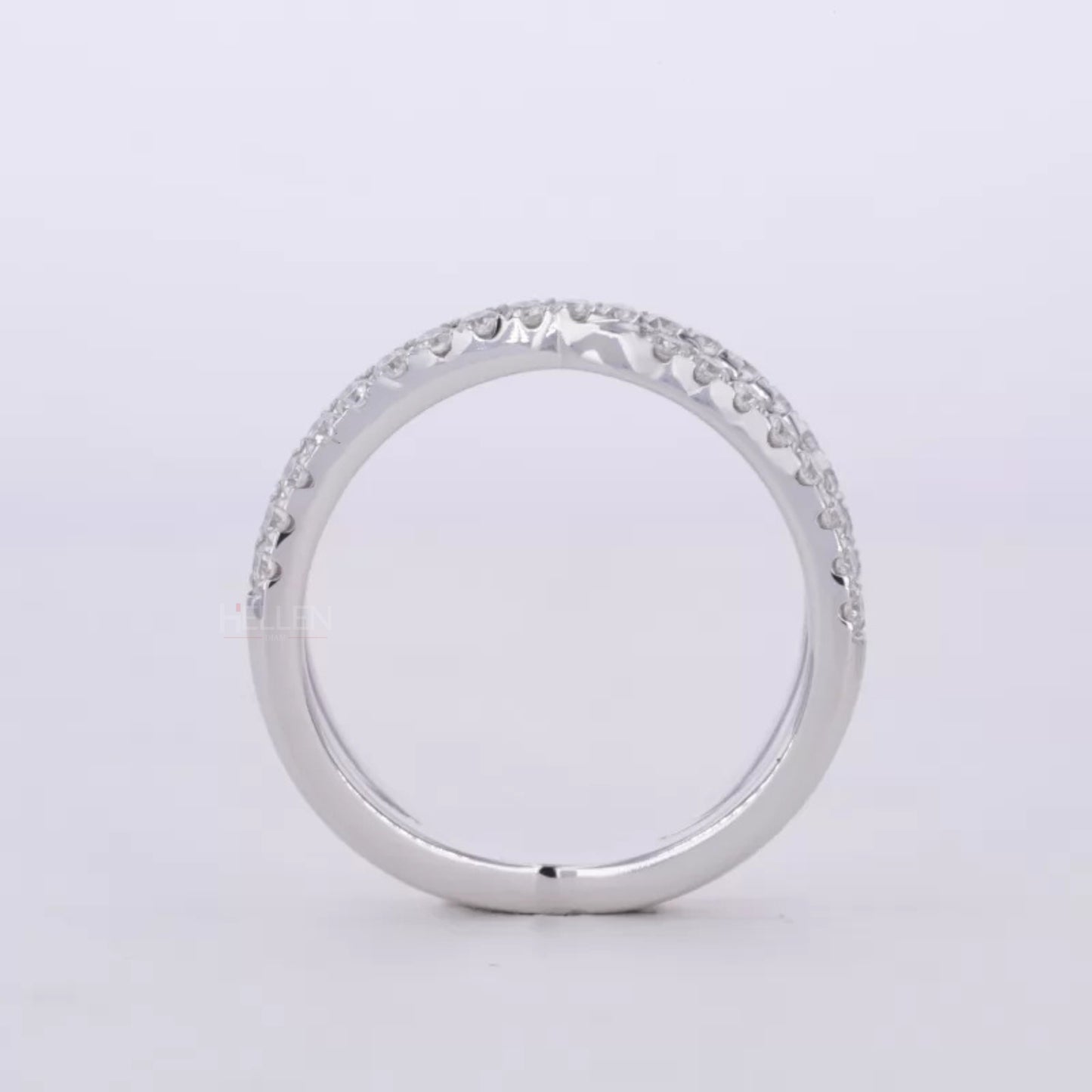 Marquis Solitaire Crossed Shank Ring with Stackable Eternity Band