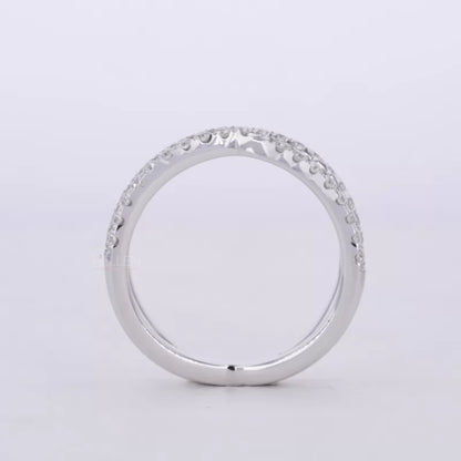 Marquis Solitaire Crossed Shank Ring with Stackable Eternity Band