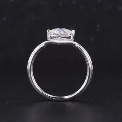 Princess Cut  Moissanite Solitaire Unique V Proposal Ring
