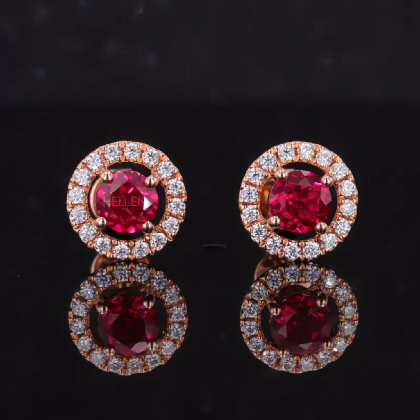 Halo Round solitaire Gemstone And Moissanite Studs