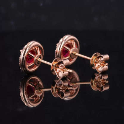 Halo Round solitaire Gemstone And Moissanite Studs