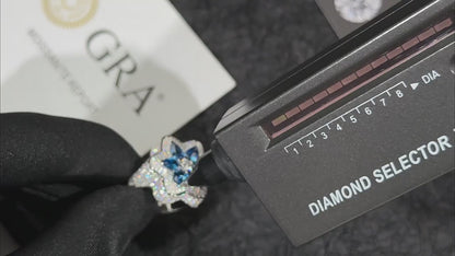 6 Pointed Star Blue Gemstone & VVS Moissanite Bling Ring