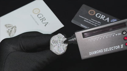 Large Moissanite Opulence Iced Out Cross Ring With Baguette and Round Cut