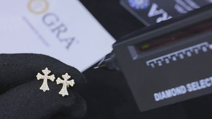 Elegant Round Cut Moissanite Studded Cross Hip-Hop Studs