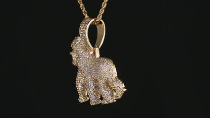 Roaring King Gorilla Ice Out Pendant Necklace For Men's