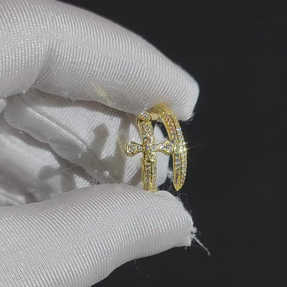 Dagger Iced Out Bling Open Back Sword Ring - VVS Moissanite