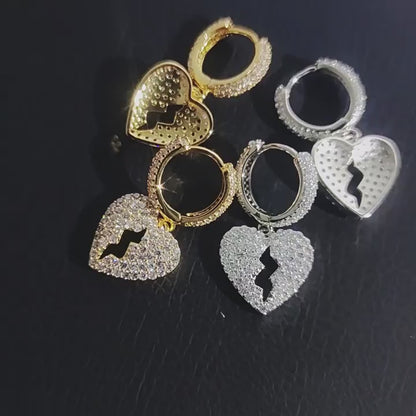 Broken Heart Hoops Moissanite Earrings