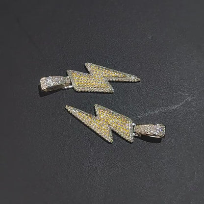 Lightening Flash Long Pendant With Moissanite And Yellow Sapphire Gemstone