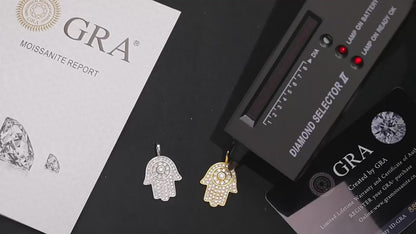 Hamsa Diamond Iced Out Pendent For Men's