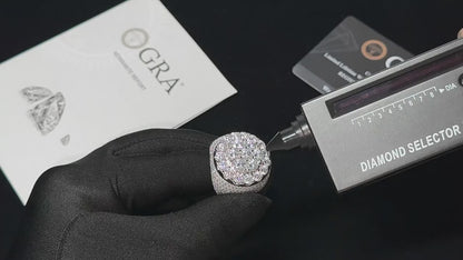 large Flower Shaped Round Cut Moissanite Hip Hop Ring