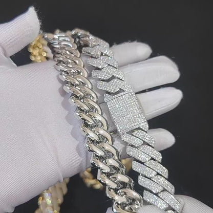 Dual Tone Iced Out Hip Hop 16MM Cuban Chain With VVS Moissanite