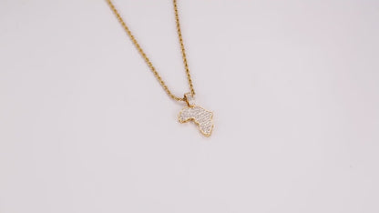 Iced Out Africa Map Pendant With Chain For Him
