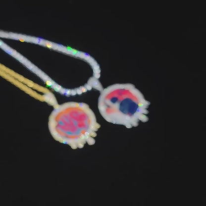 Personalized Melting and Drop Memory Pendent With Moissanite