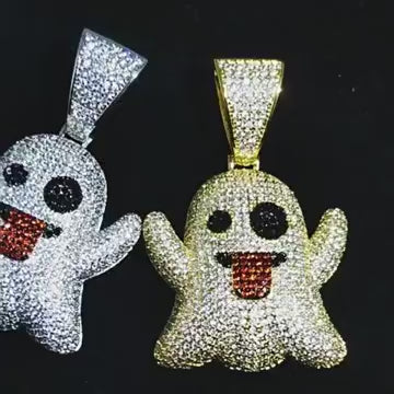 Bling Ghost Emoji Hip Hop Pendant With VVS Moissanite