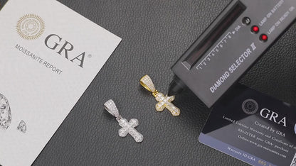 Round And Princess Moissanite Studded Cross Hip-Hop Pendant