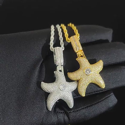 Star Fish Iced Streetwear Pendant With Moissanite